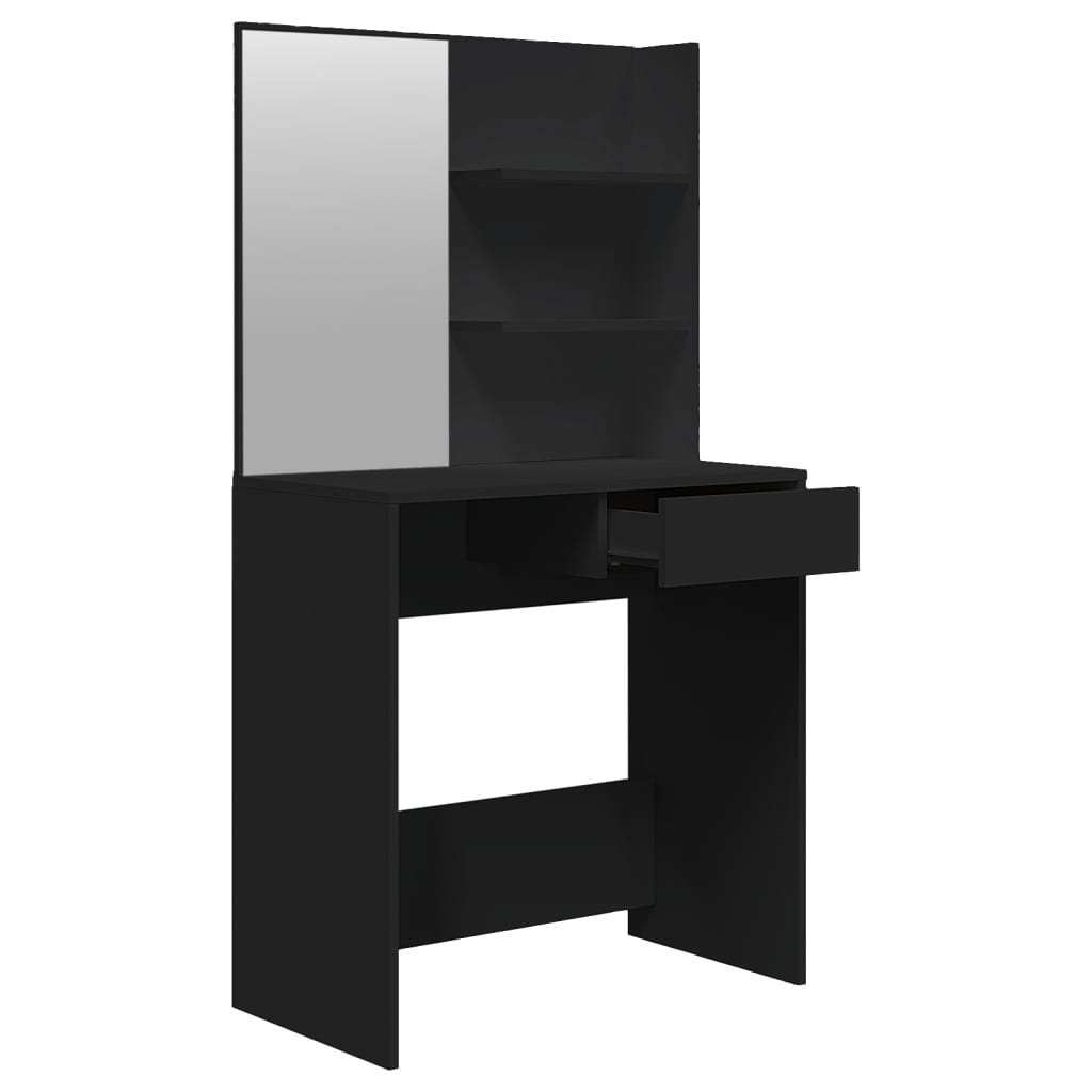 vidaXL Toaletní stolek se zrcadlem černý 74,5 x 40 x 141 cm