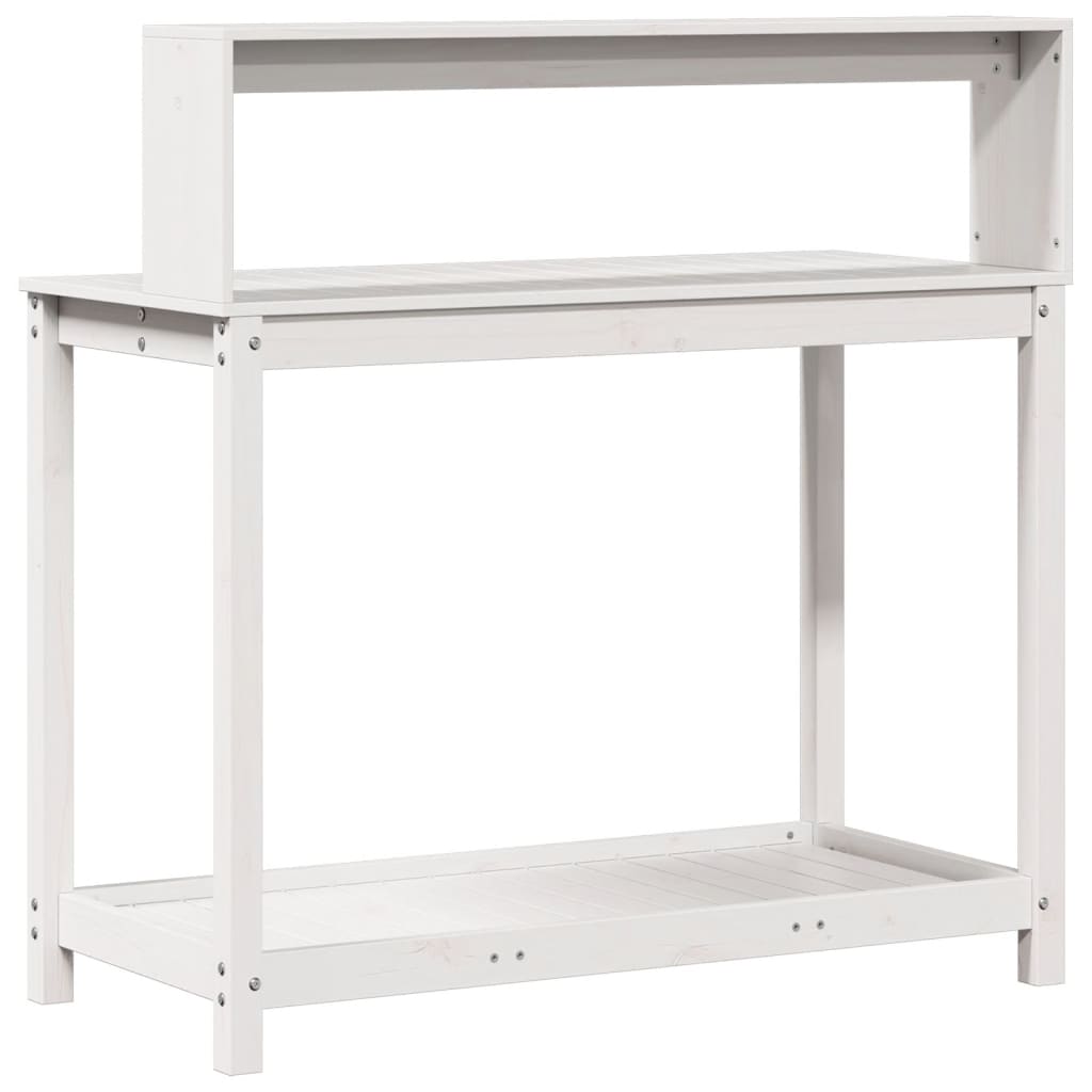 vidaXL Přesazovací stůl s policemi bílý 108x50x109,5 cm masiv borovice