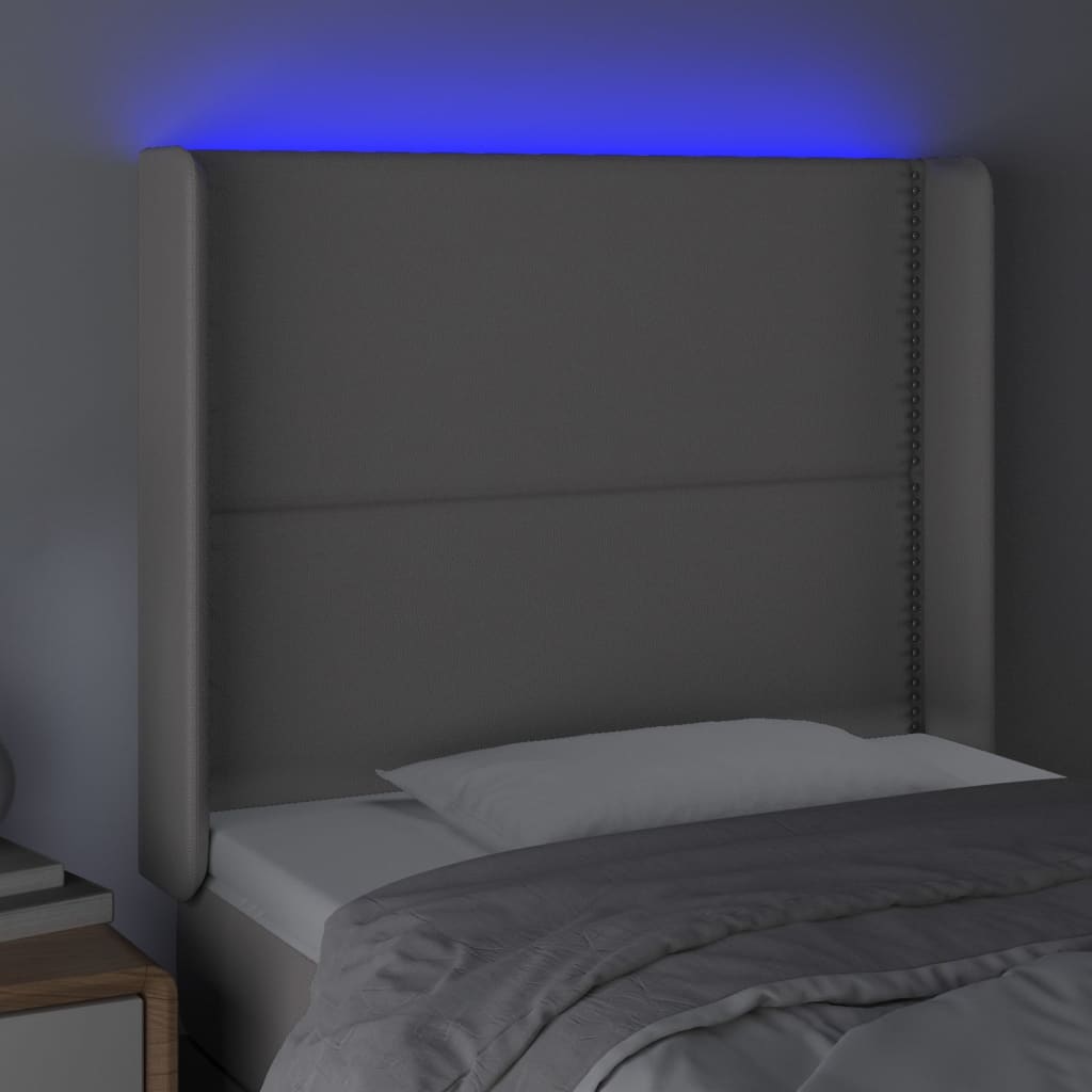vidaXL Čelo postele s LED šedé 103 x 16 x 118/128 cm umělá kůže