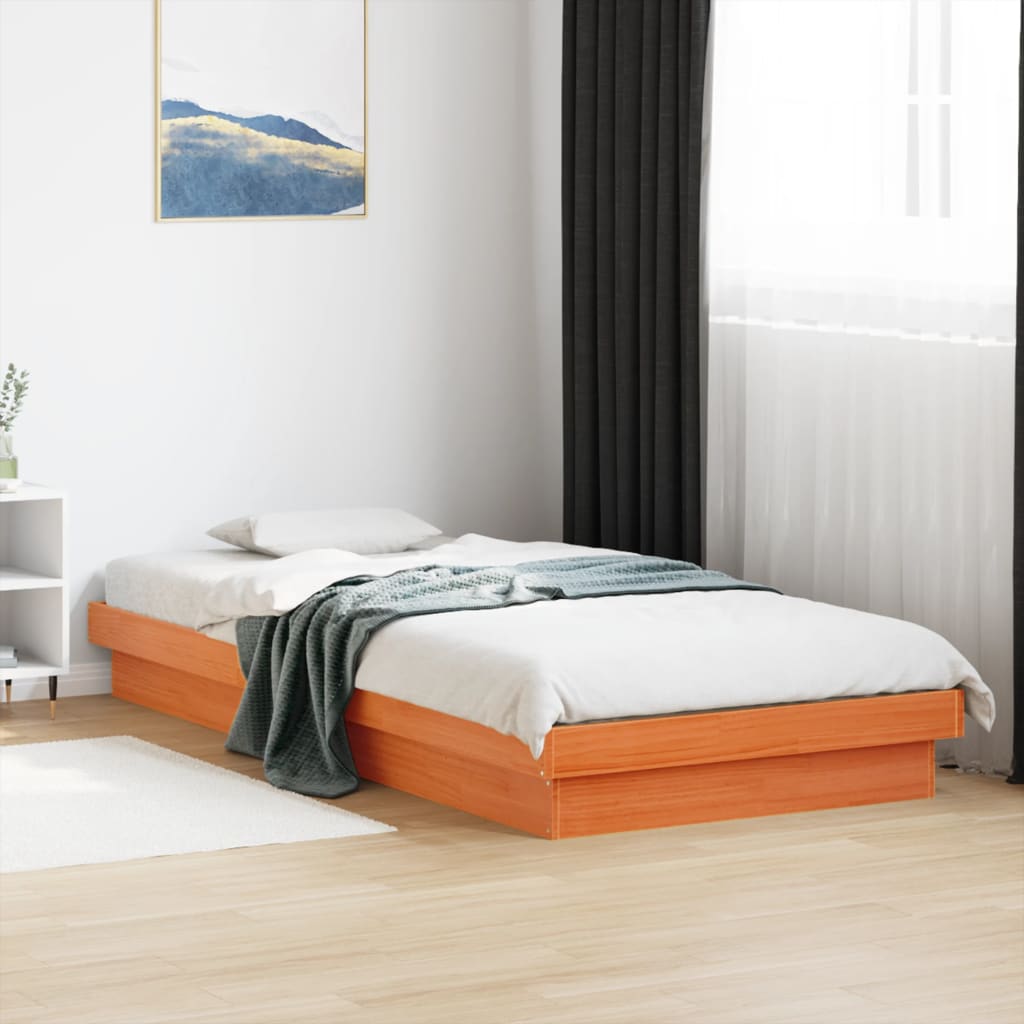 vidaXL Rám postele s LED voskově hnědý 100 x 200 cm masivní borovice
