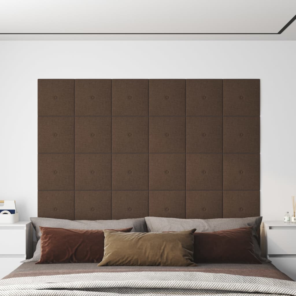 vidaXL Nástěnné panely 12 ks hnědé 30 x 30 cm textil 1,08 m²