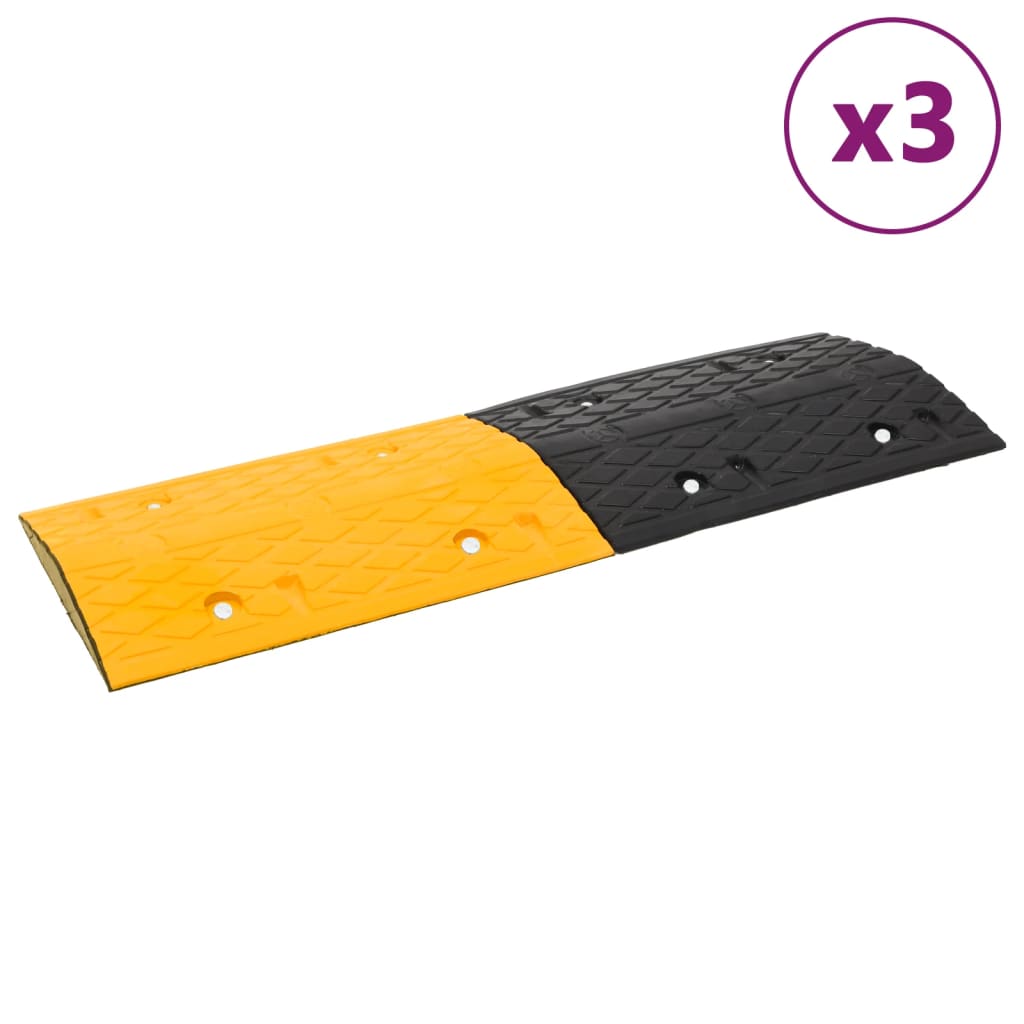 vidaXL Zpomalovací prahy 3 ks žluté a černé 97 x 32,5 x 4 cm pryž