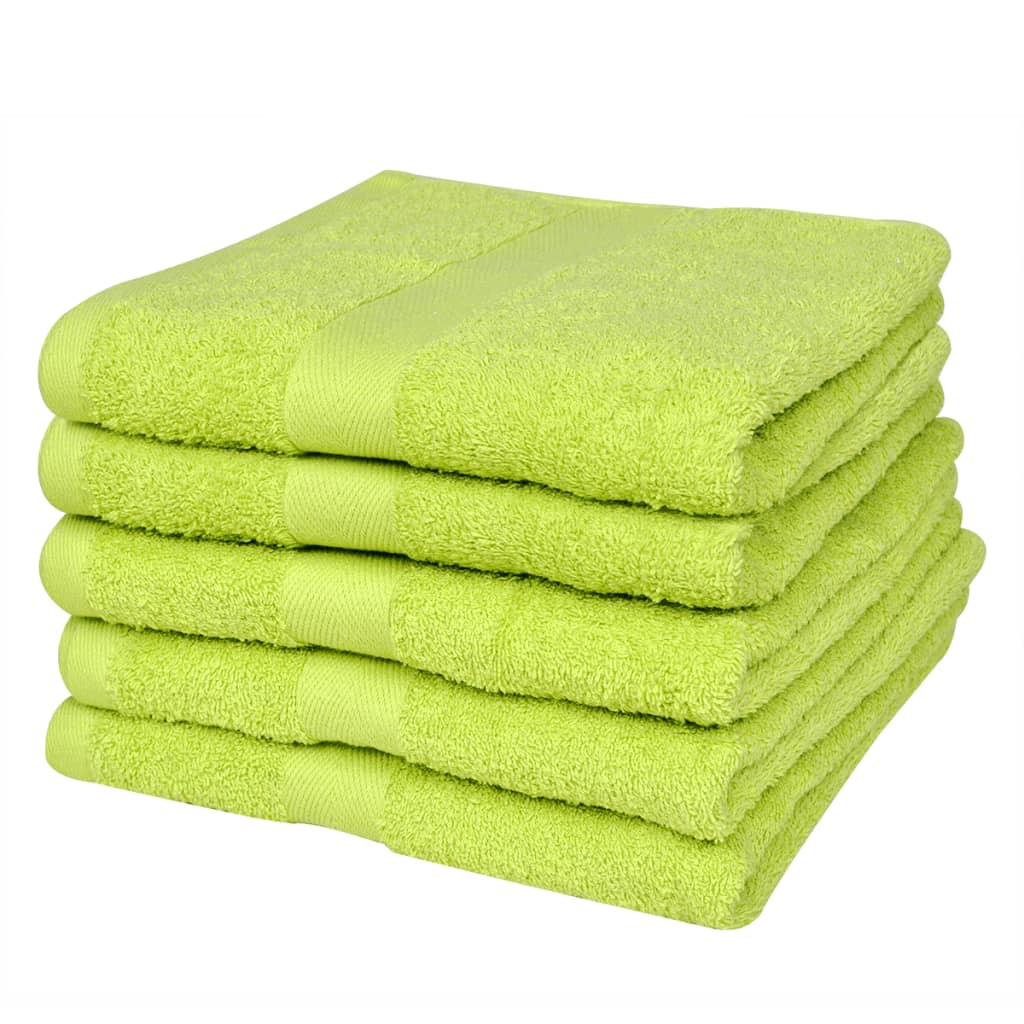 vidaXL Sada ručníků na ruce 5 ks bavlna 500 g/m² 50 x 100 cm zelená