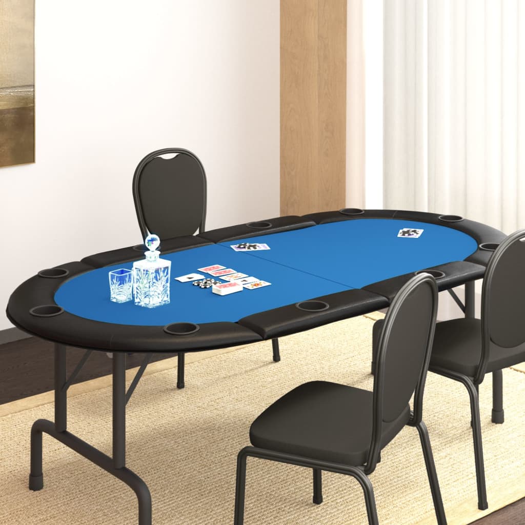 vidaXL Skládací deska na poker pro 10 hráčů modrá 208 x 106 x 3 cm