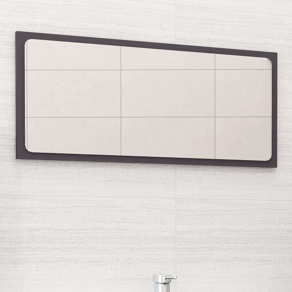 vidaXL Koupelnové zrcadlo šedé 80 x 1,5 x 37 cm dřevotříska