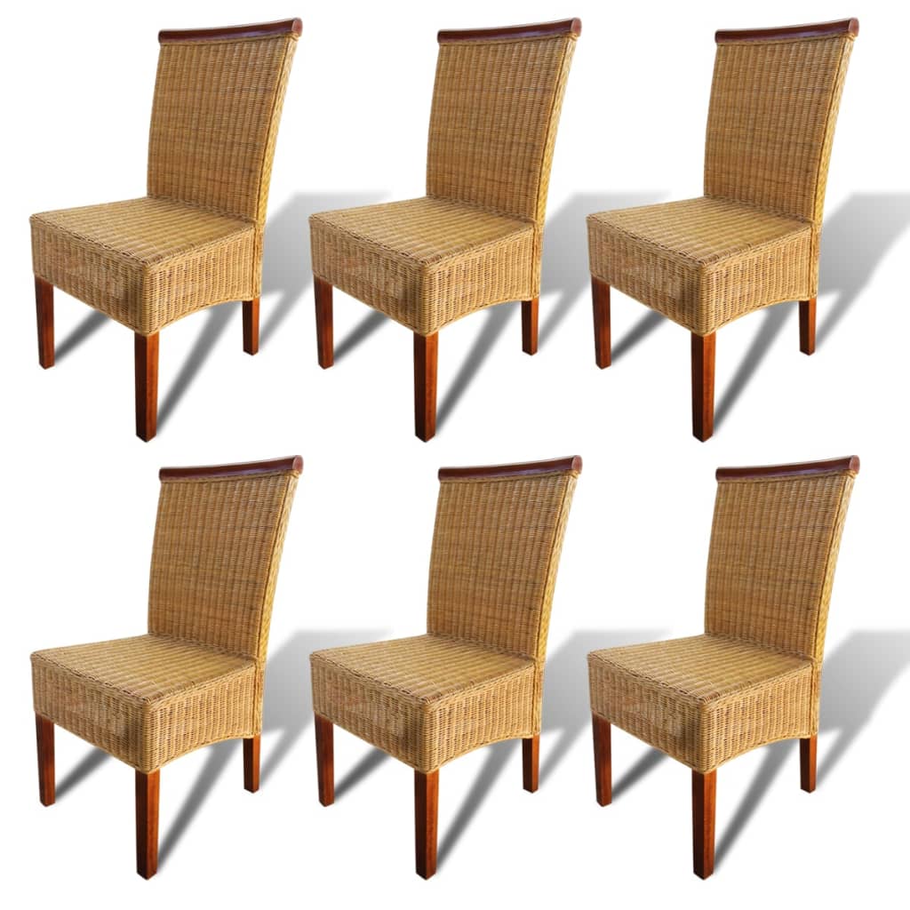 vidaXL Jídelní židle 6 ks hnědé přírodní ratan