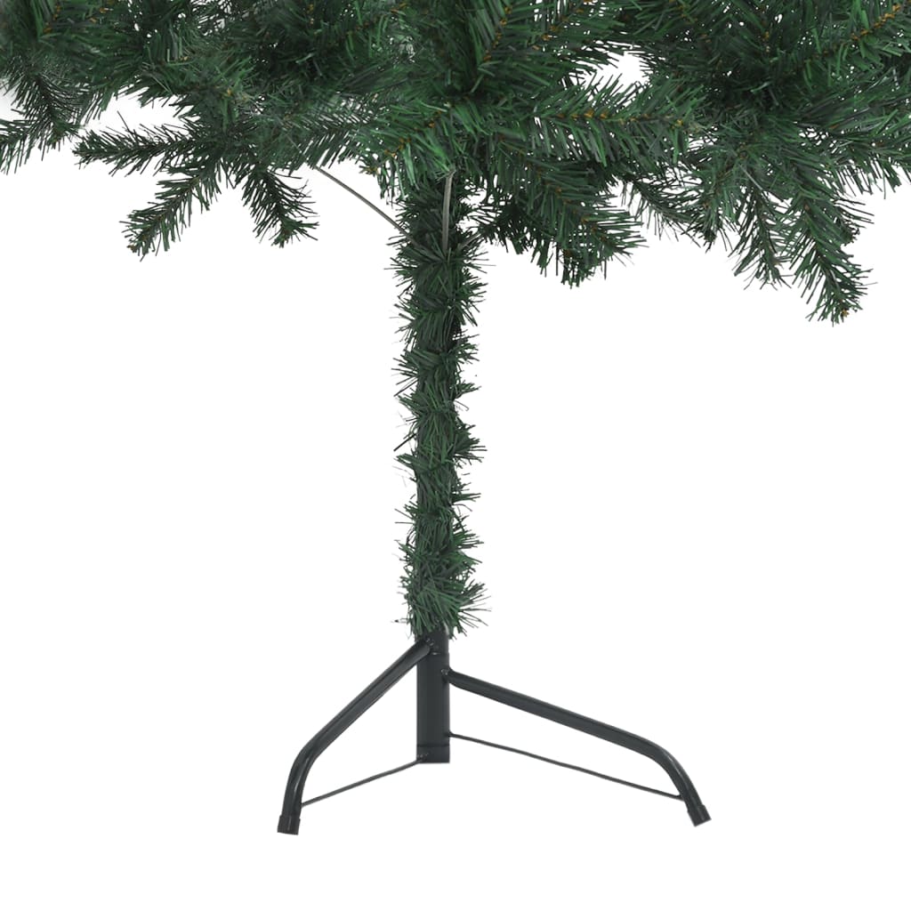 vidaXL Rohový umělý vánoční stromek LED a sada koulí zelený 150 cm PVC