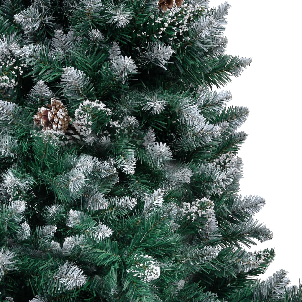 vidaXL Umělý vánoční stromek se šiškami a bílým sněhem 150 cm