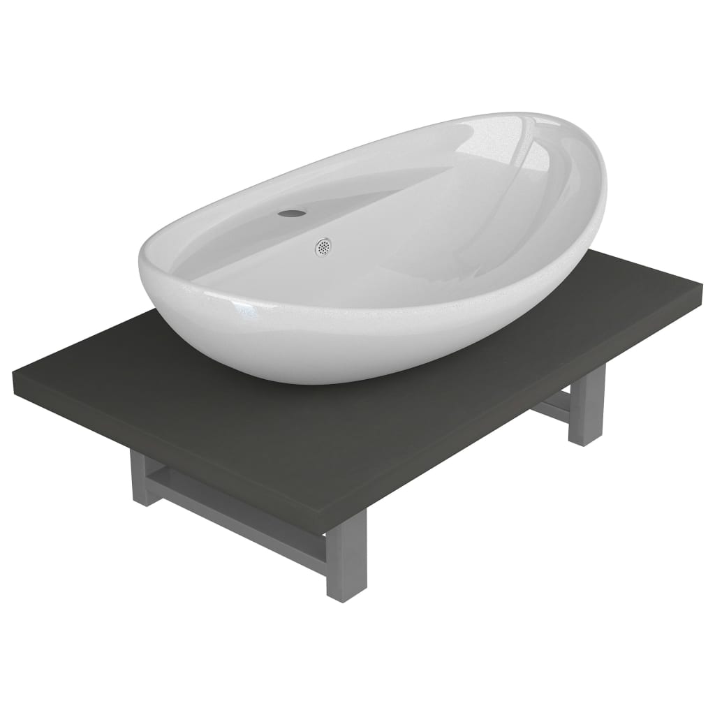 vidaXL 2dílný set koupelnového nábytku keramika šedý