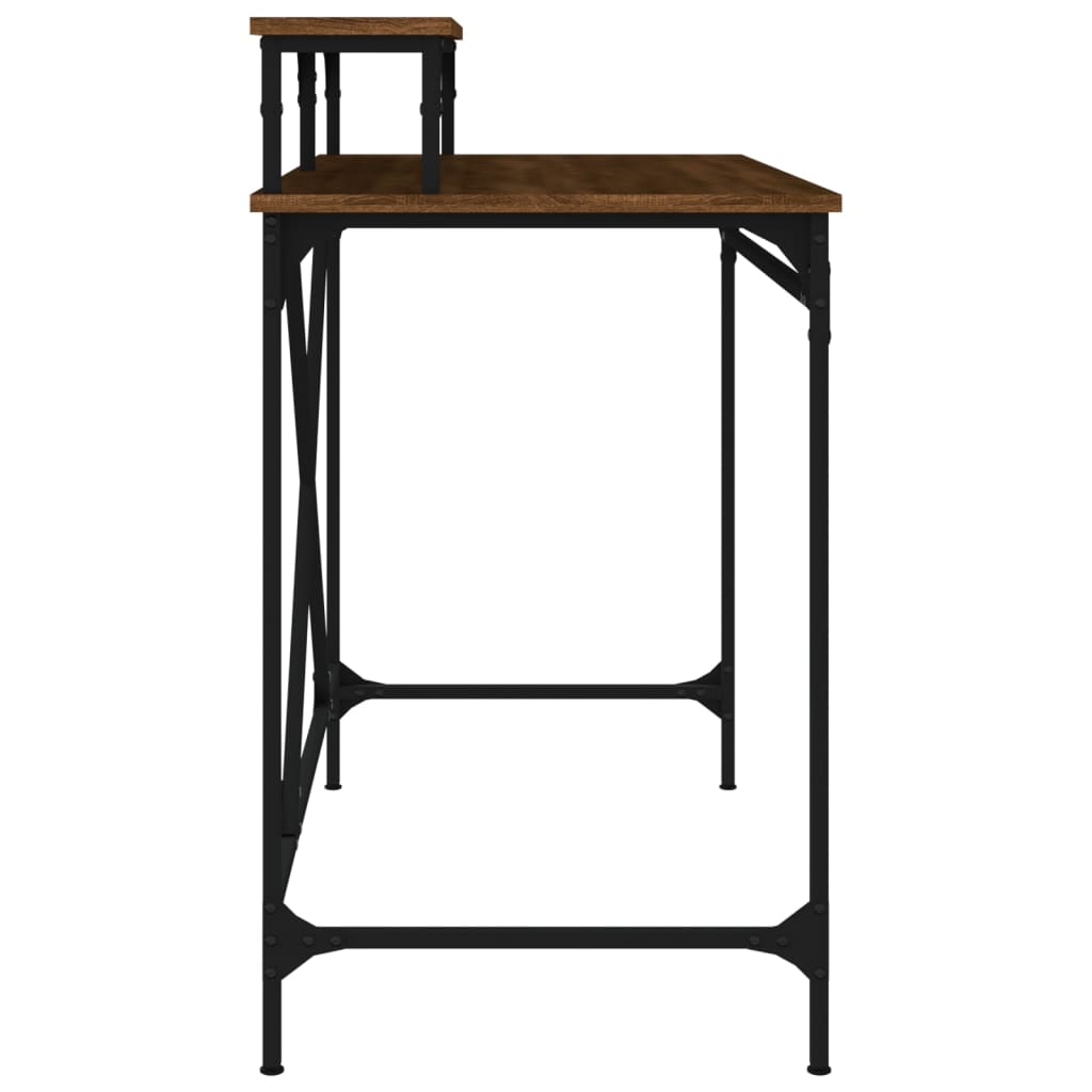 vidaXL Psací stůl hnědý dub 100 x 50 x 90 cm kompozitní dřevo a železo