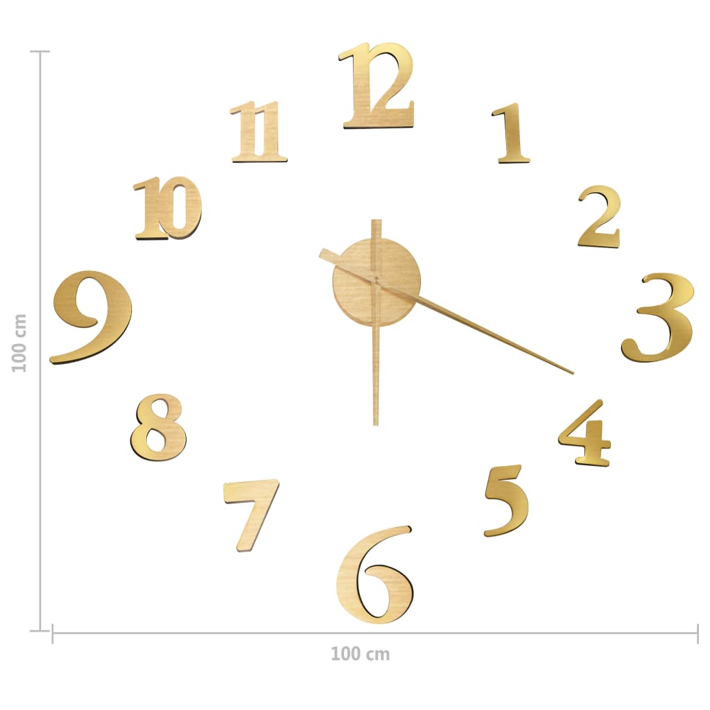vidaXL 3D nástěnné hodiny moderní design zlaté 100 cm XXL