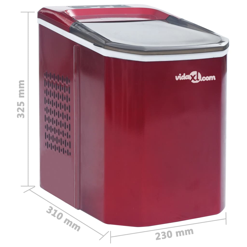 vidaXL Výrobník ledových kostek červený 1,4 l 15 kg/24 h