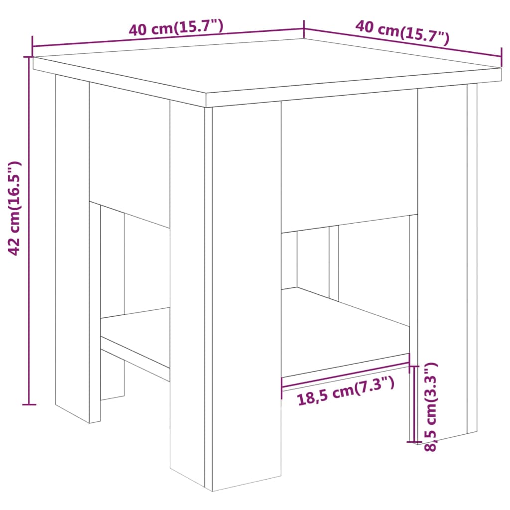 vidaXL Konferenční stolek kouřový dub 40 x 40 x 42 cm kompozitní dřevo