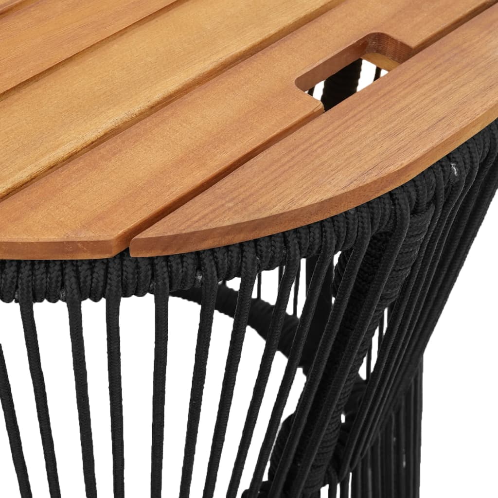 vidaXL Zahradní odkládací stolky 2 ks dřevěná deska černé polyratan