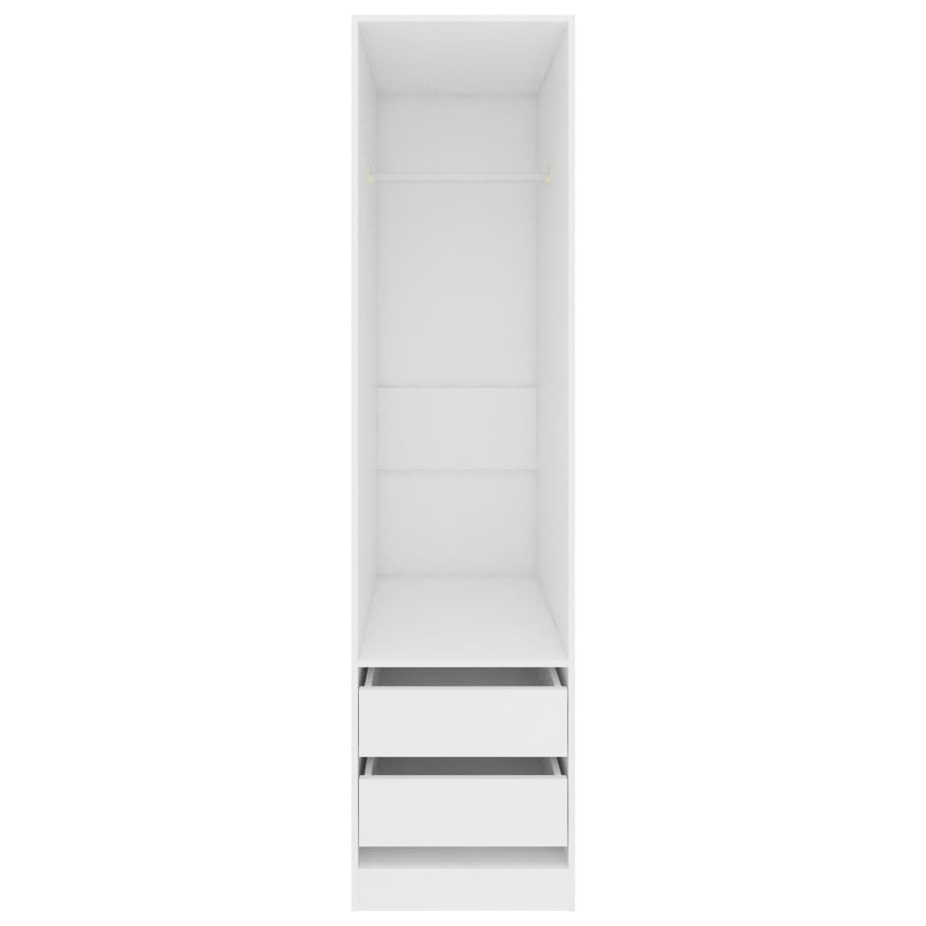vidaXL Šatní skříň se zásuvkami bílá 50 x 50 x 200 cm dřevotříska