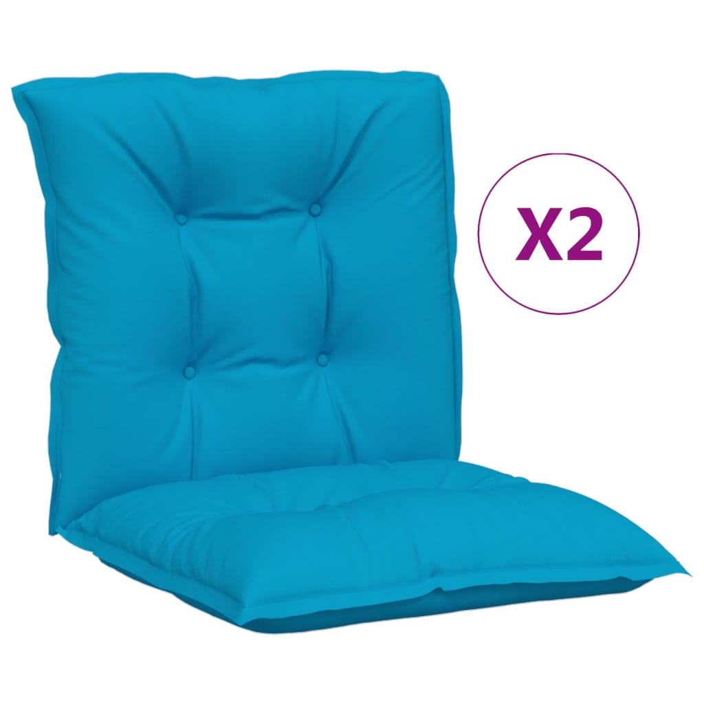 vidaXL Podušky na židli nízké opěradlo 2 ks modré 100x50x7 cm textil