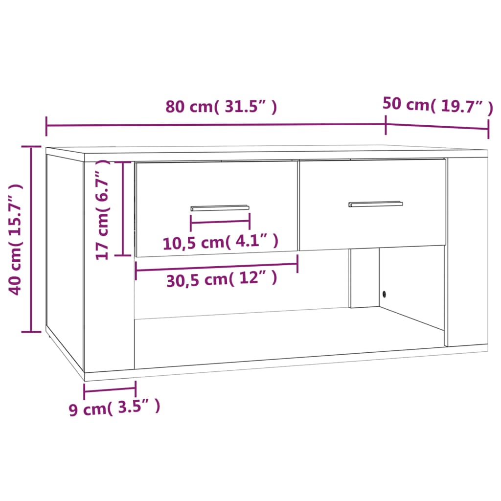vidaXL Konferenční stolek bílý 80 x 50 x 40 cm kompozitní dřevo