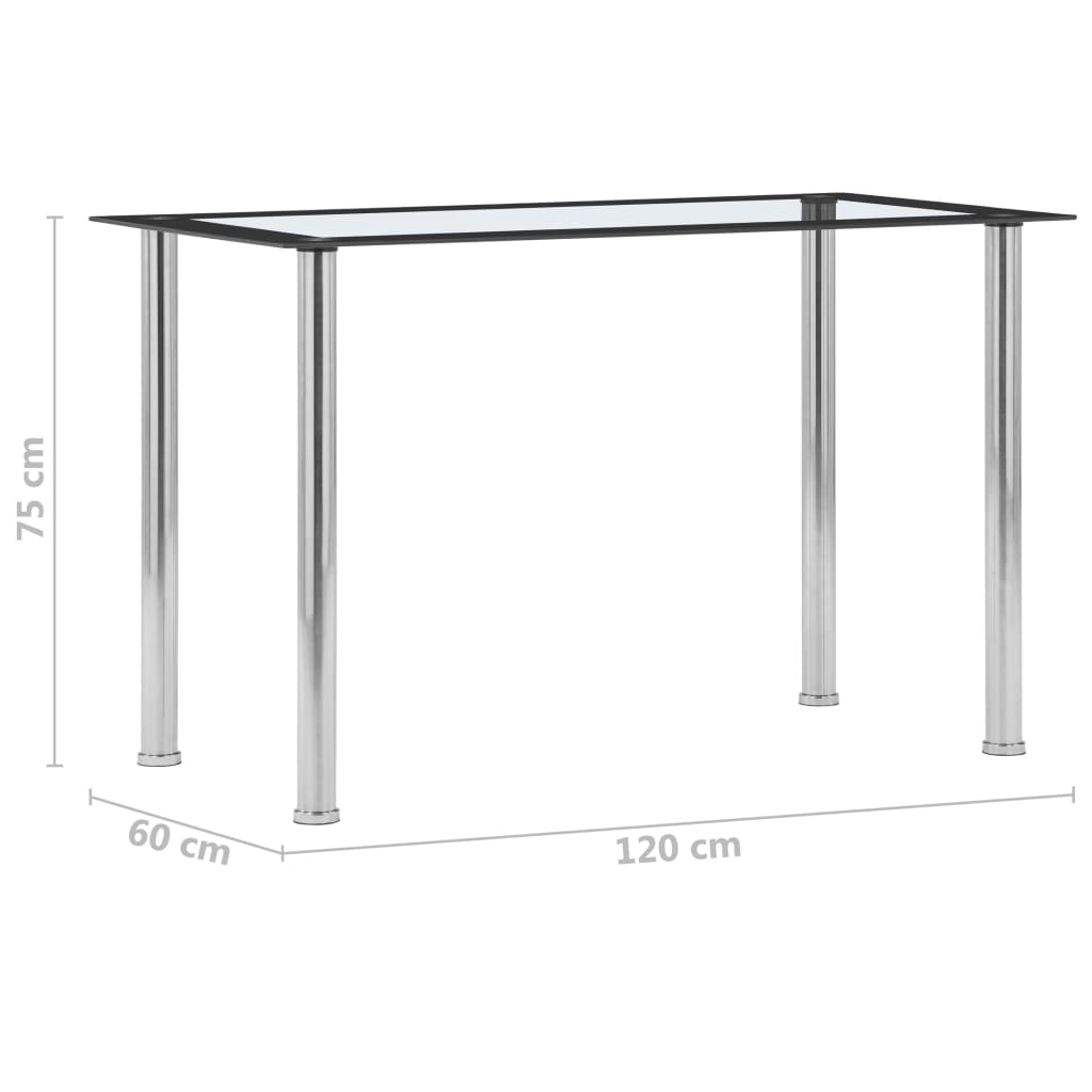 vidaXL Jídelní stůl černo-průhledný 120 x 60 x 75 cm tvrzené sklo