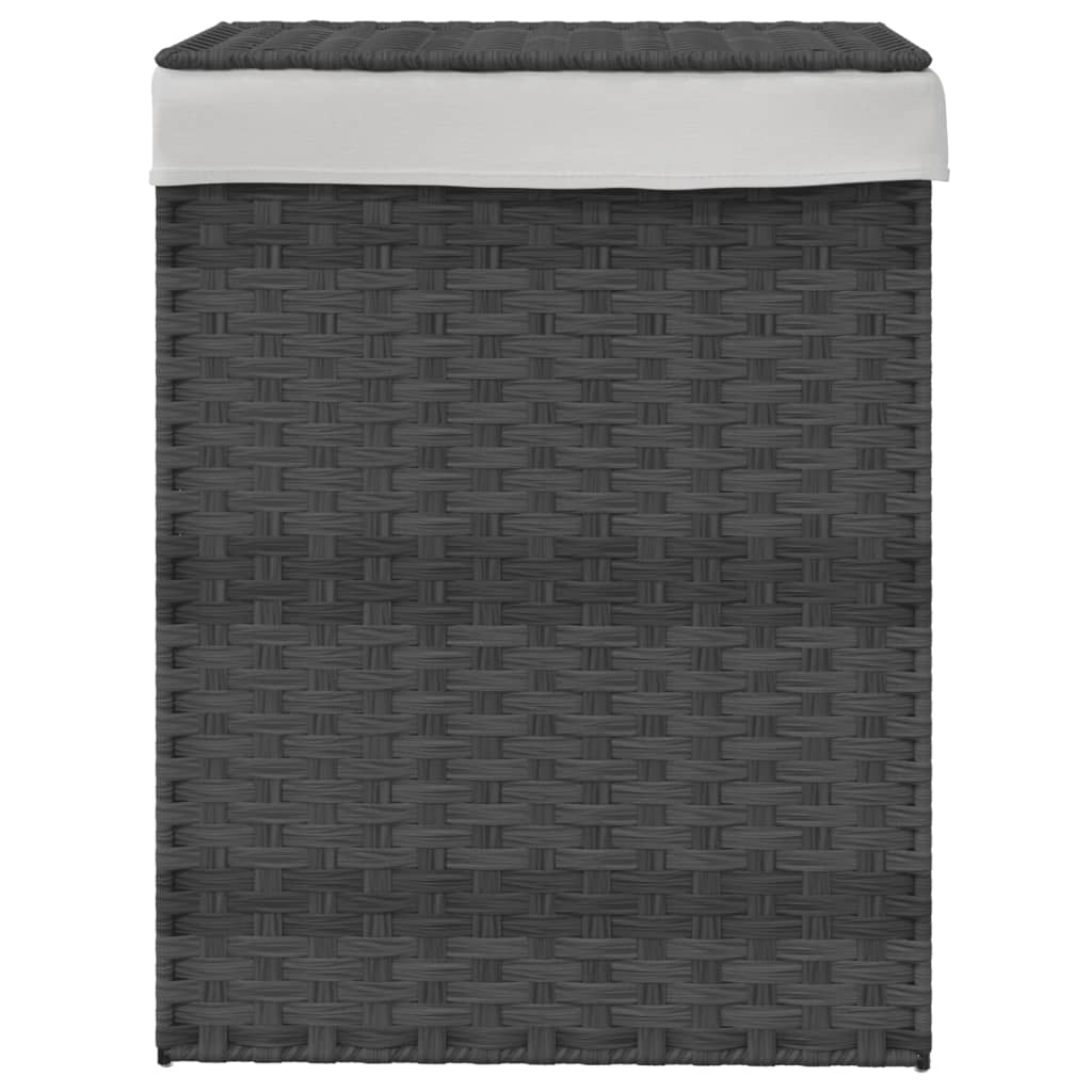 vidaXL Koš na prádlo s víkem šedý 46 x 33 x 60 cm polyratan