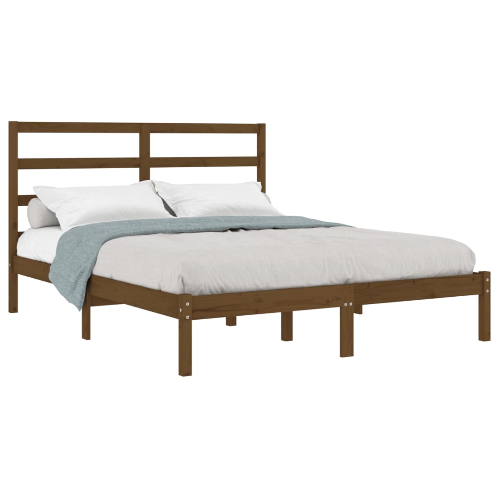 vidaXL Rám postele medově hnědý masivní dřevo 135 x 190 cm dvojlůžko