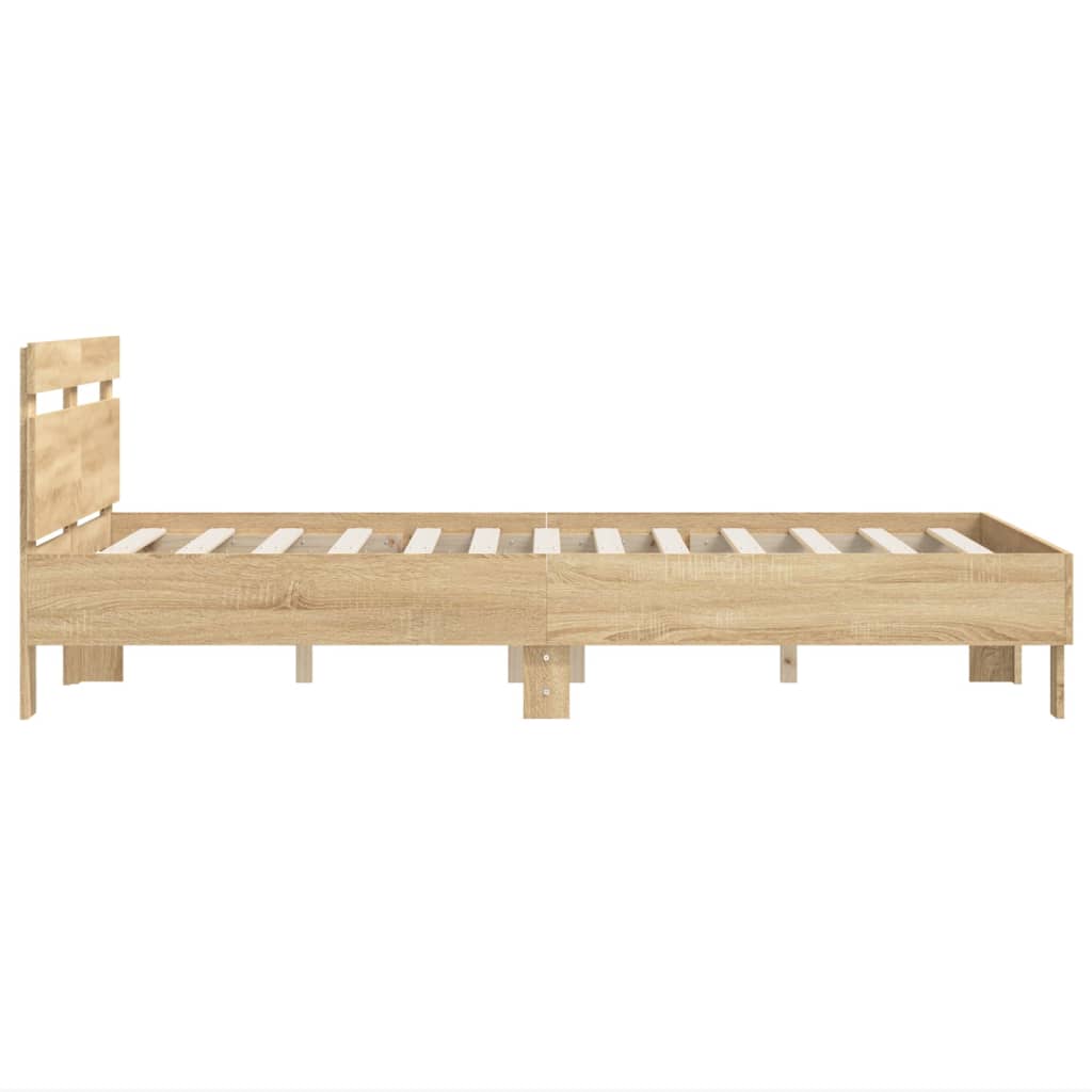 vidaXL Rám postele s čelem dub sonoma 135 x 190 cm kompozitní dřevo