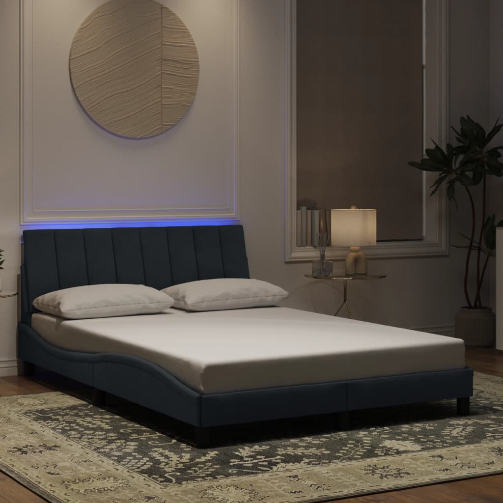 vidaXL Rám postele s LED osvětlením tmavě šedý 140 x 200 cm samet