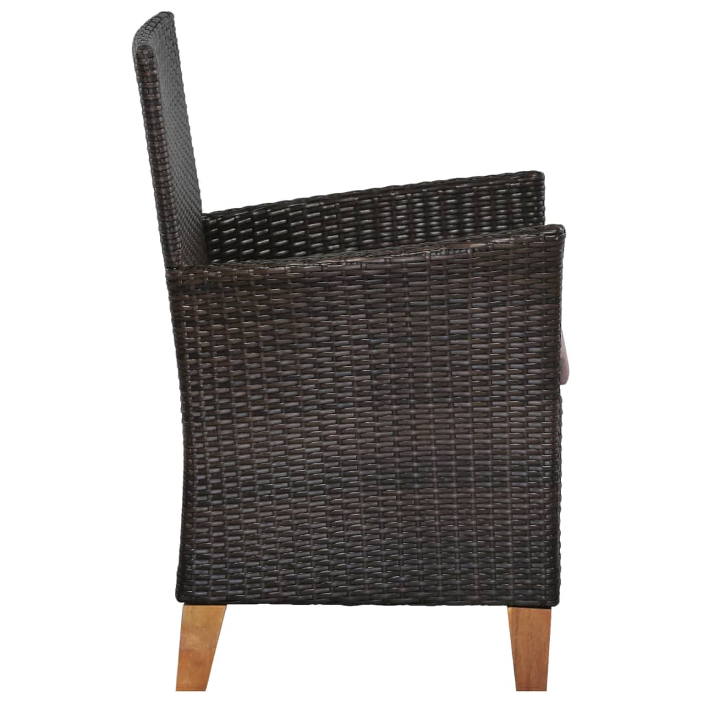 vidaXL Zahradní židle 2 ks s poduškami polyratan hnědé