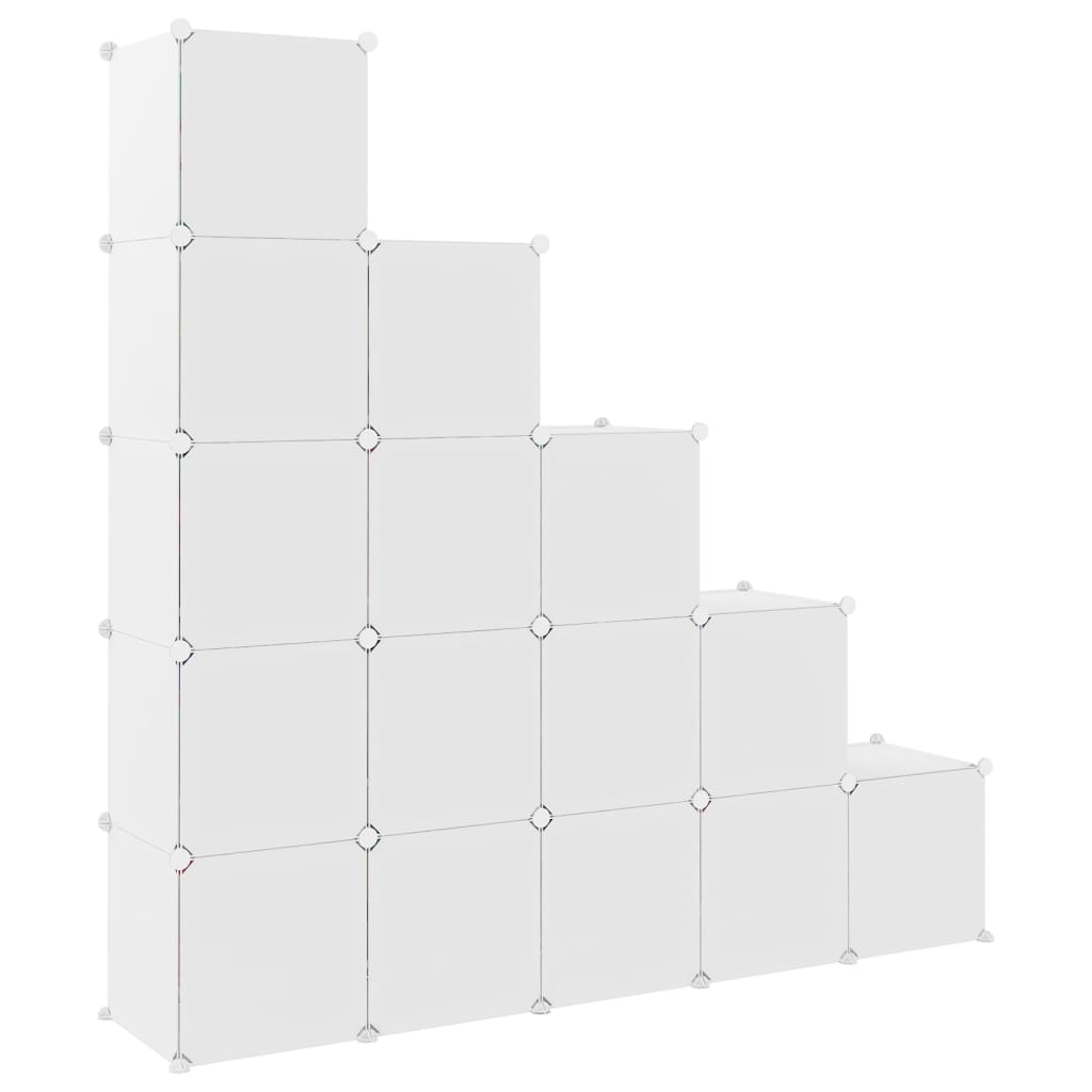 vidaXL Dětská modulární skříň s 15 úložnými boxy bílá PP