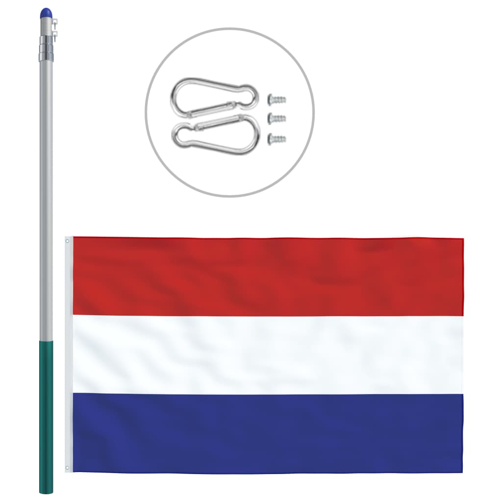 vidaXL Nizozemská vlajka a stožár hliník 6 m