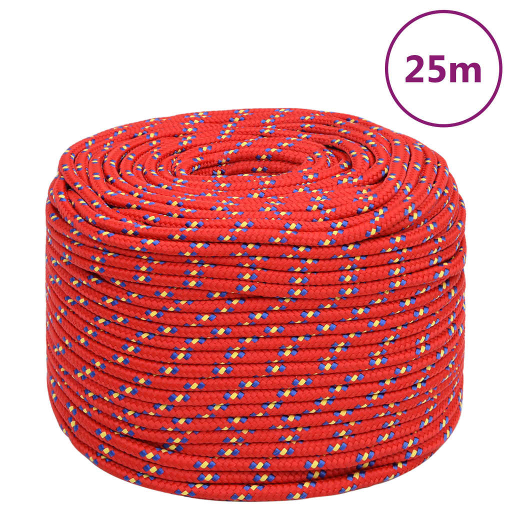 vidaXL Lodní lano červené 8 mm 25 m polypropylen