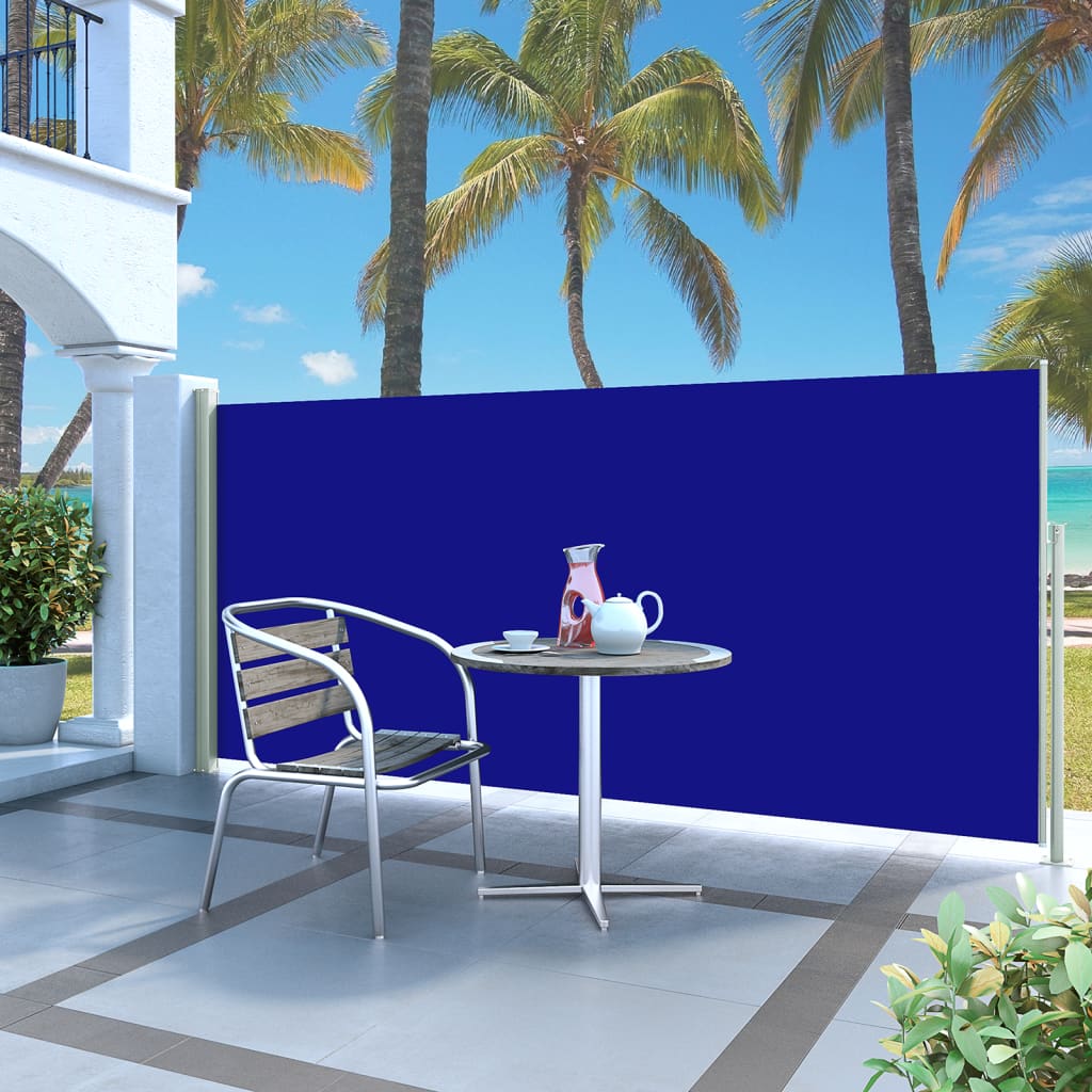vidaXL Zatahovací boční markýza / zástěna 140 x 300 cm modrá