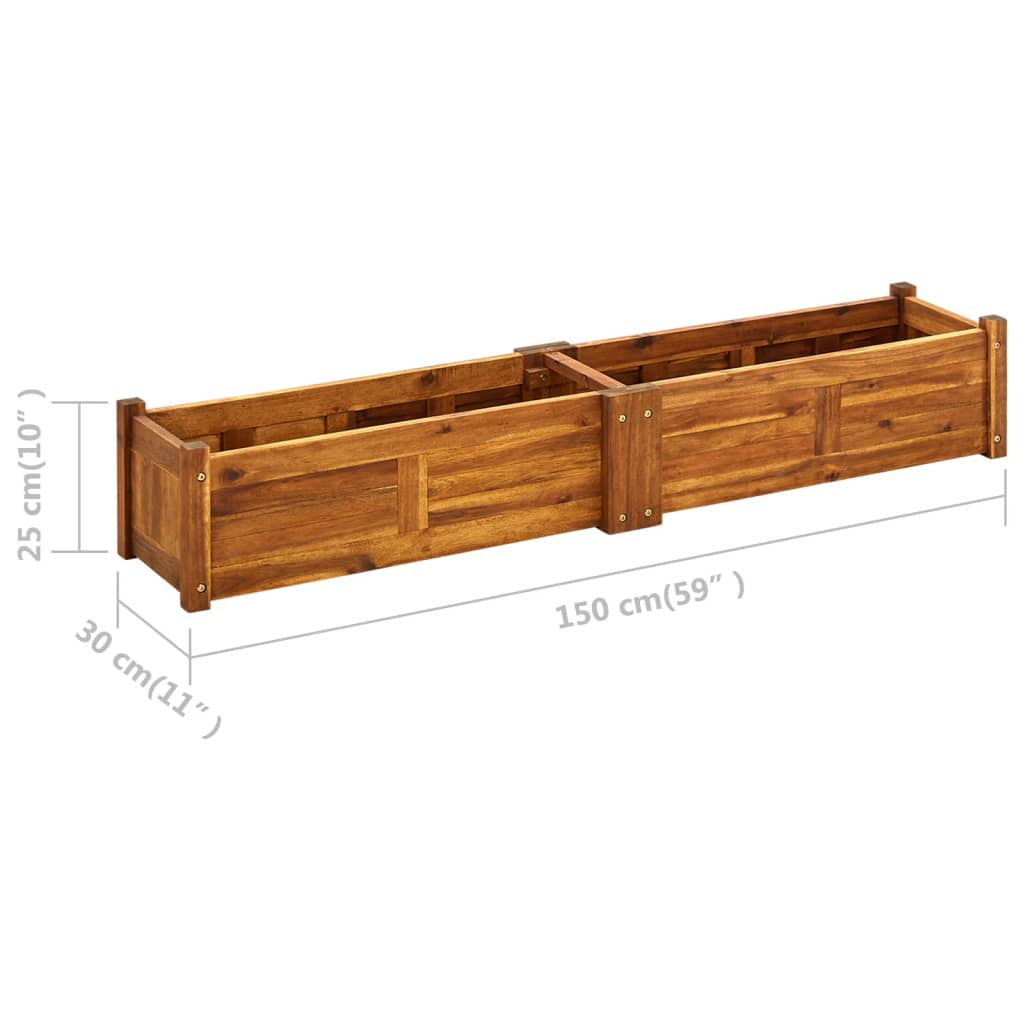 vidaXL Vyvýšený záhon akáciové dřevo 150 x 30 x 25 cm