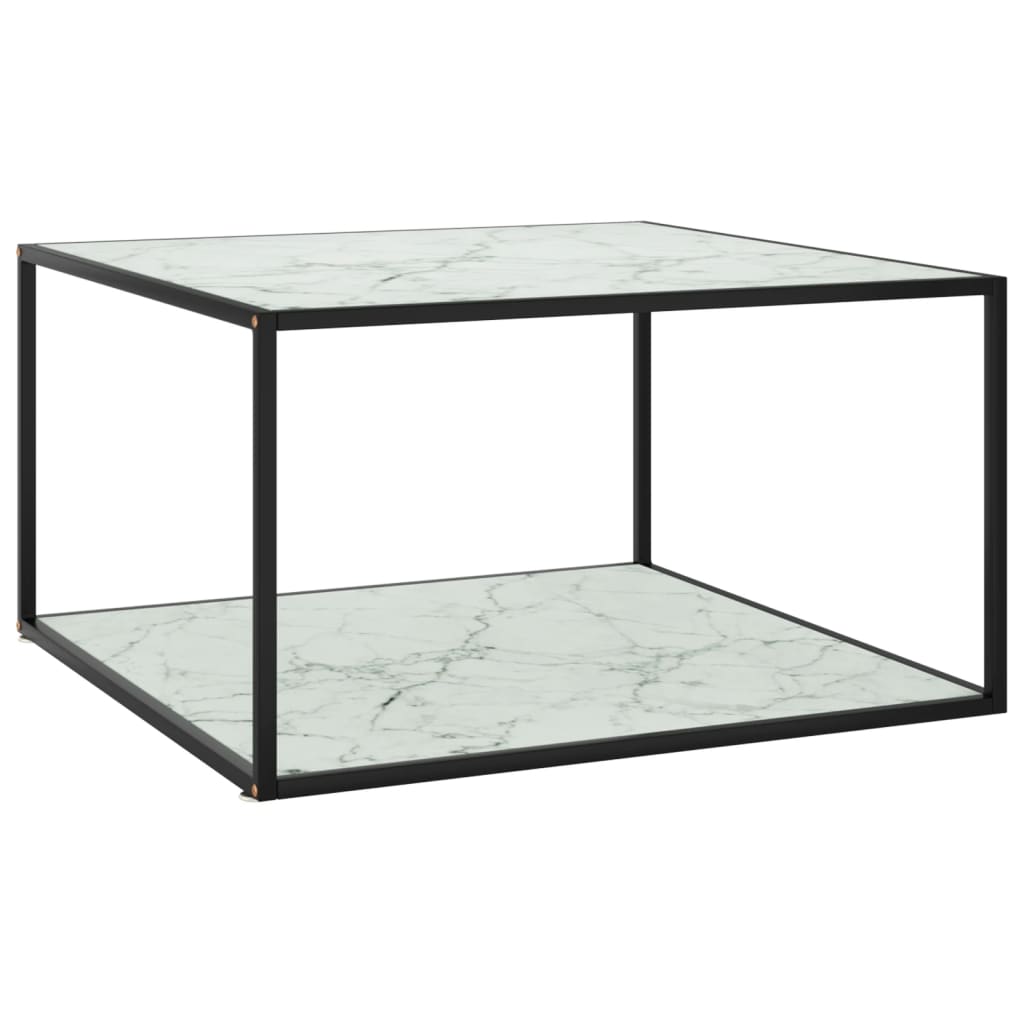 vidaXL Konferenční stolek černý s bílým mramorovým sklem 90x90x50 cm