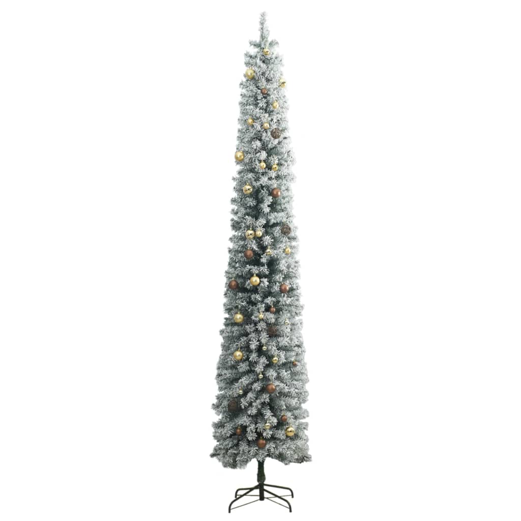 vidaXL Umělý vánoční stromek s 300 LED a koulemi zasněžený 270 cm