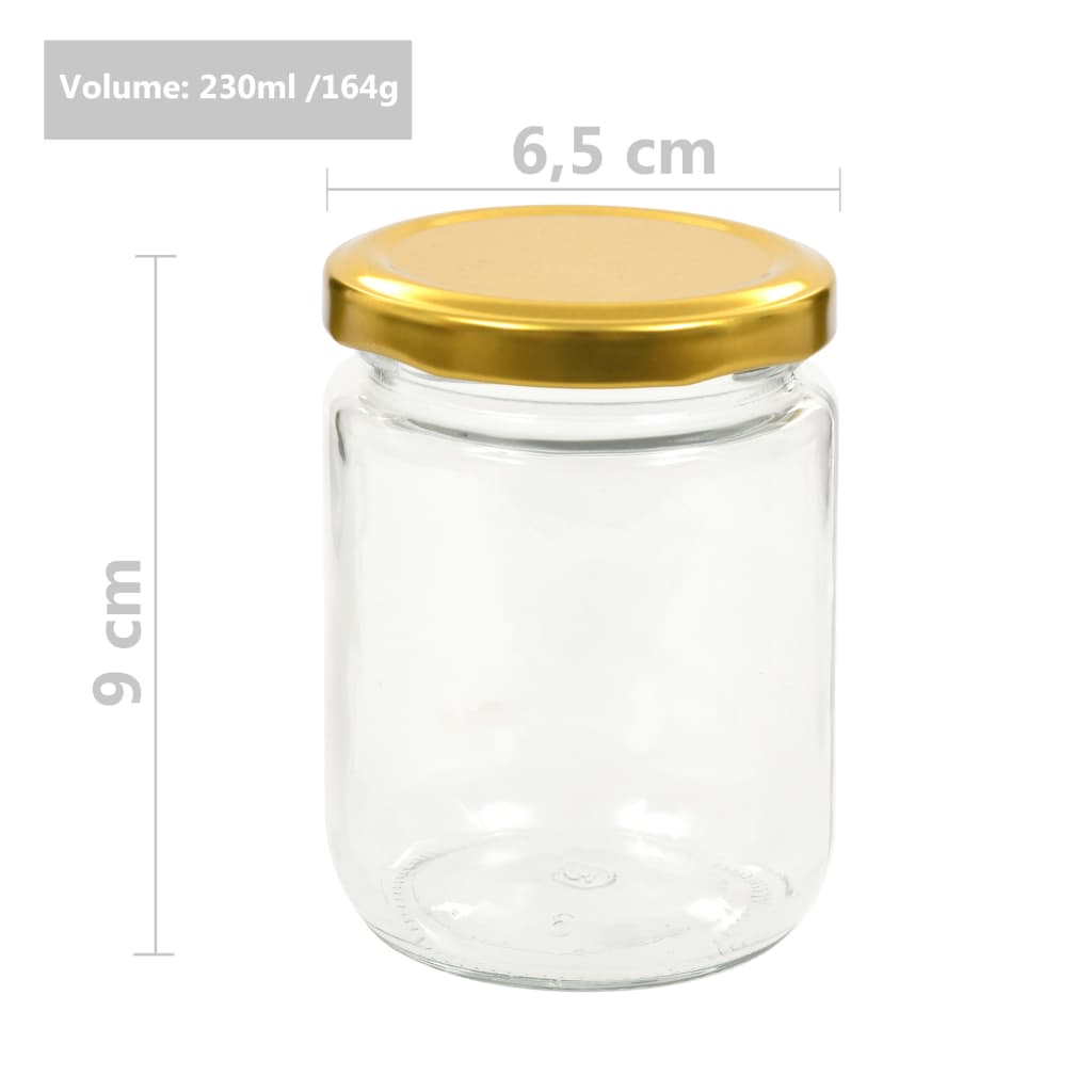 vidaXL Zavařovací sklenice se zlatými víčky 96 ks 230 ml