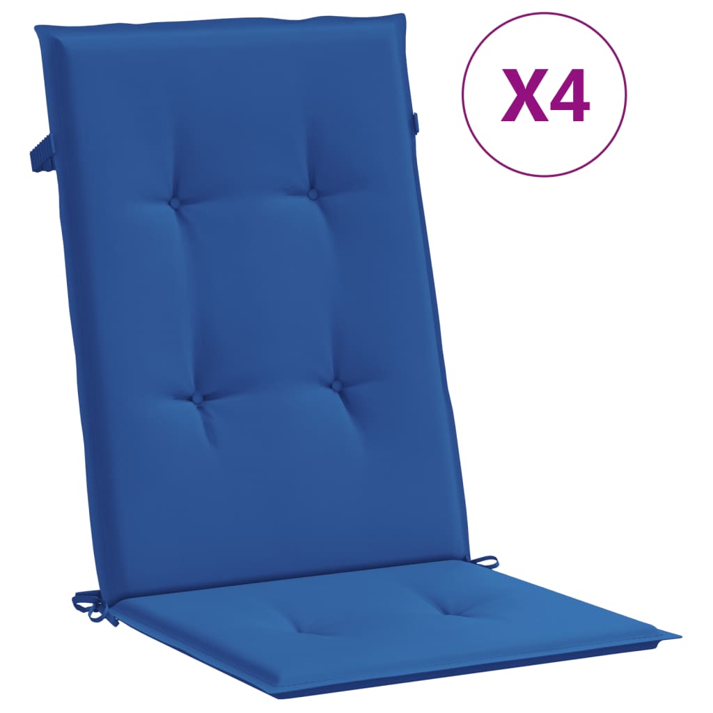 vidaXL Podušky na židli vysoké opěradlo 4ks královsky modré 120x50x3cm