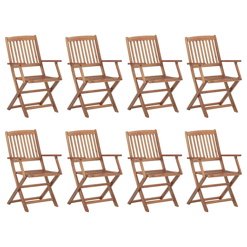 vidaXL Skládací zahradní židle s poduškami 8 ks masivní akáciové dřevo