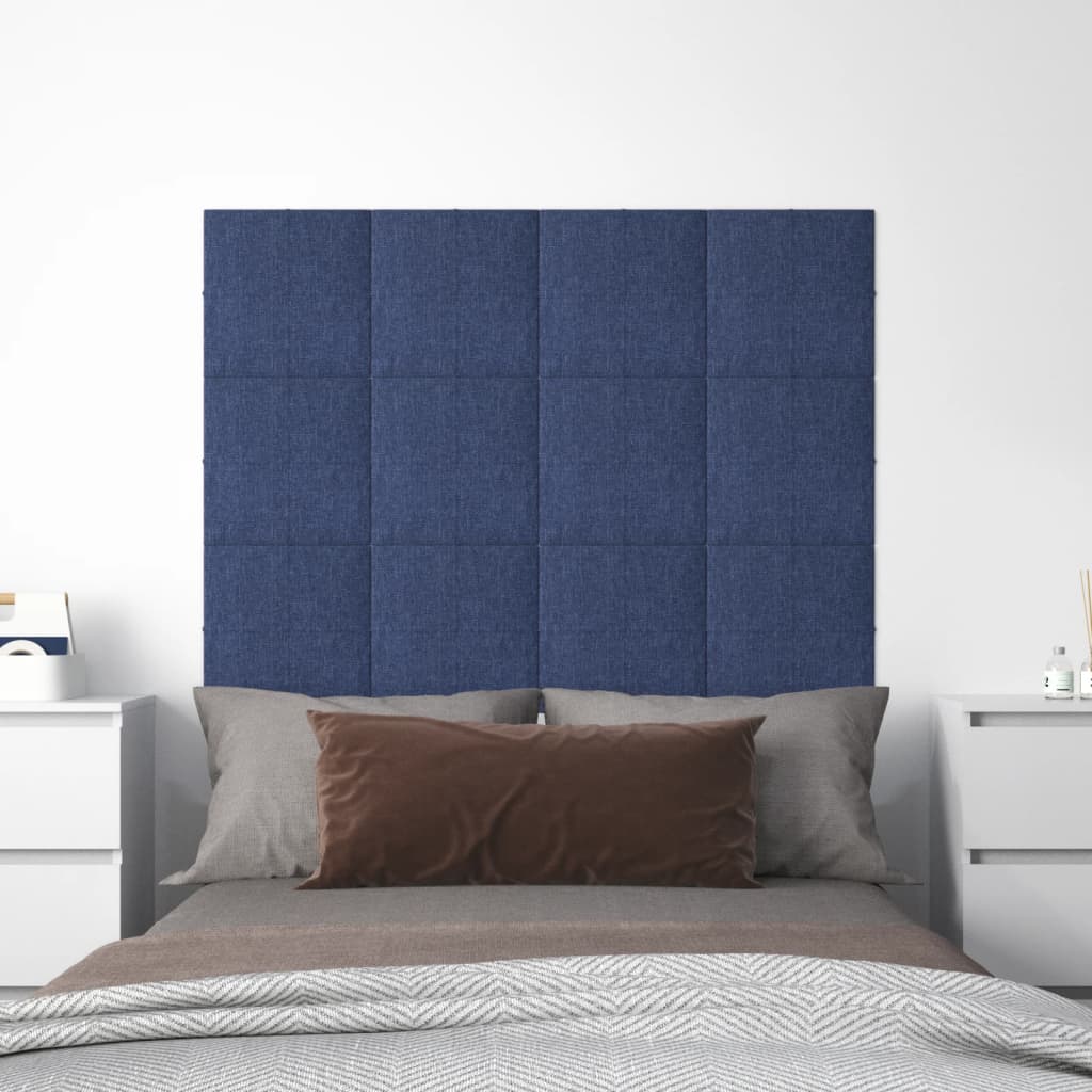 vidaXL Nástěnné panely 12 ks modré 30 x 30 cm textil 1,08 m²
