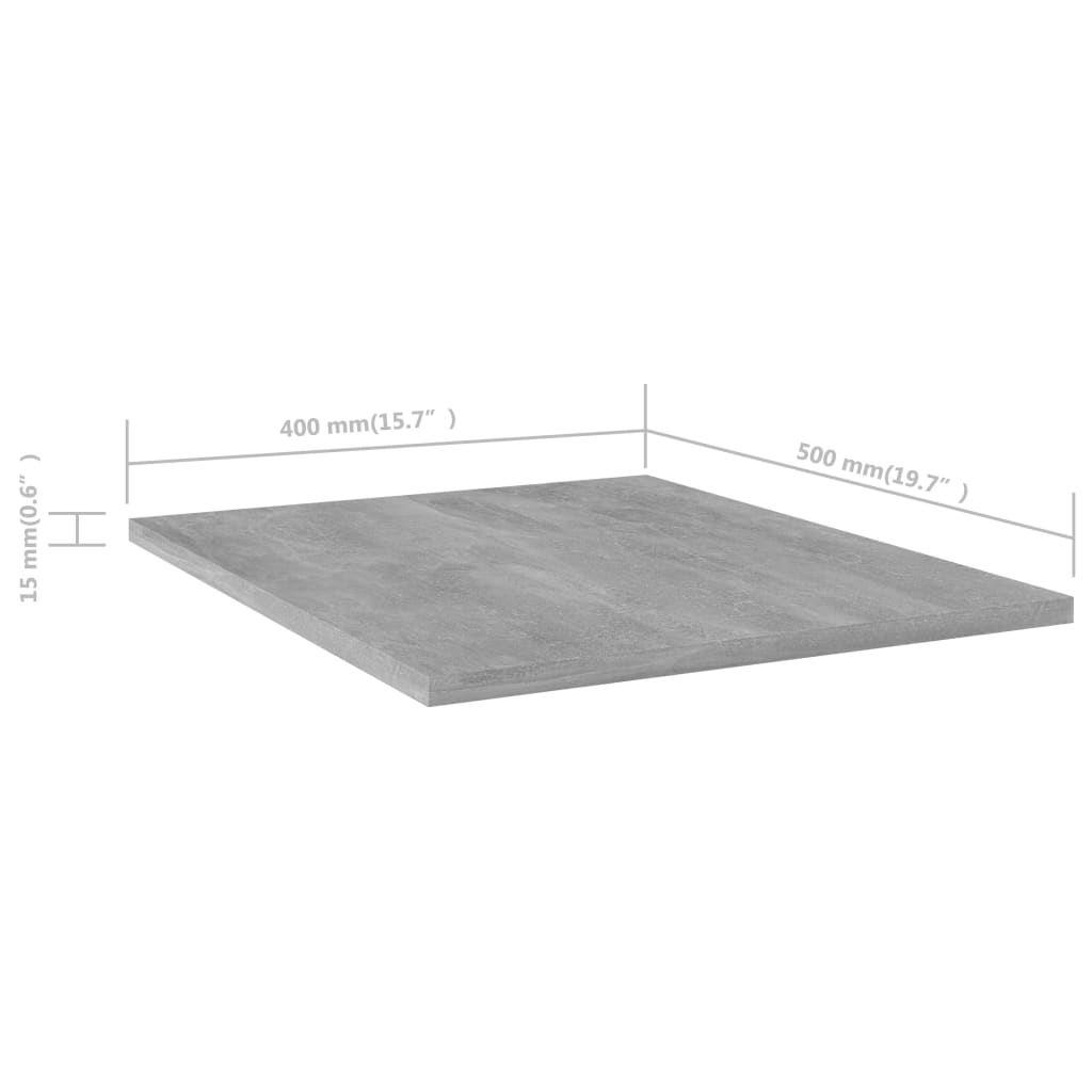 vidaXL Přídavné police 4 ks betonově šedé 40 x 50 x 1,5 cm dřevotříska