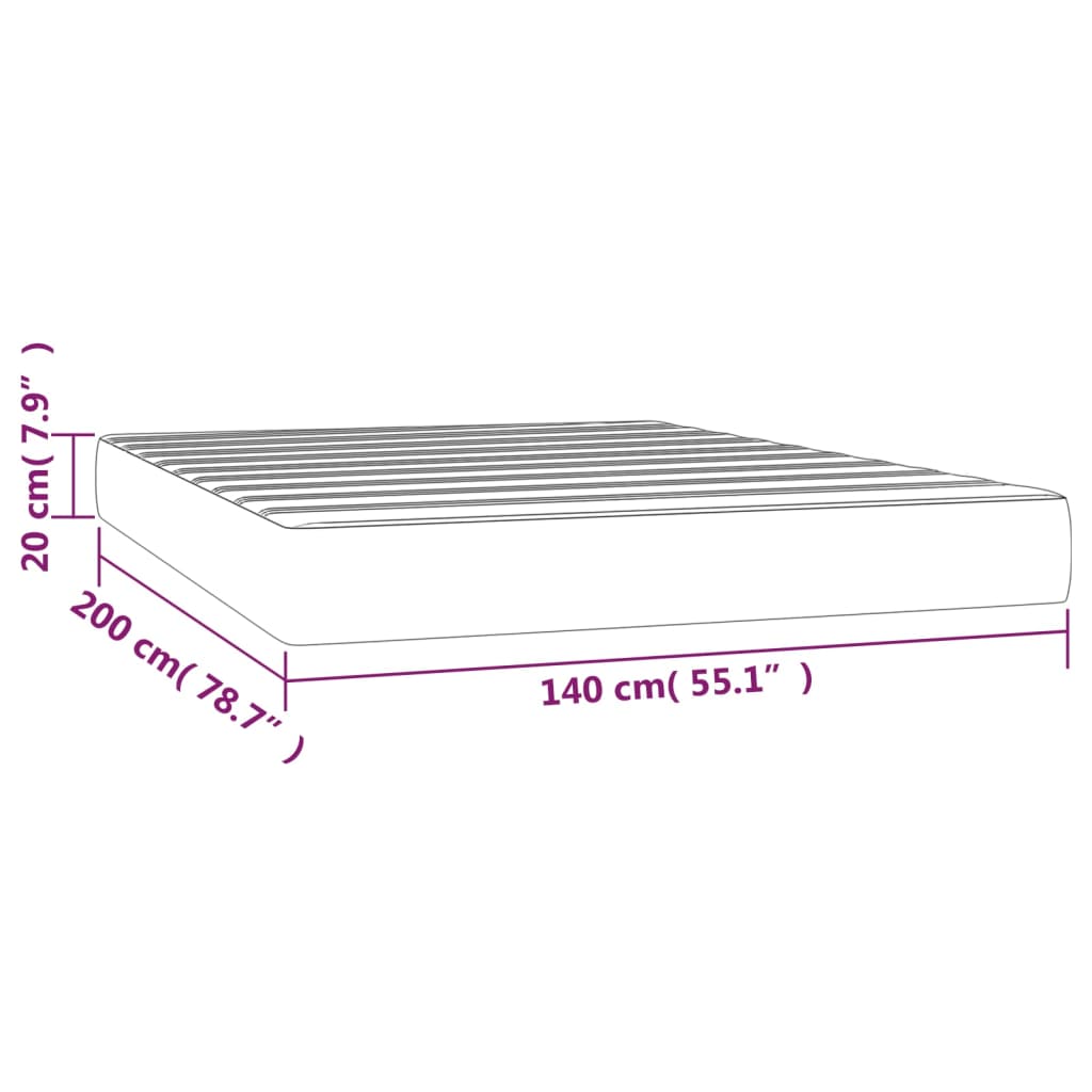vidaXL Taštičková matrace šedá 140 x 200 x 20 cm umělá kůže