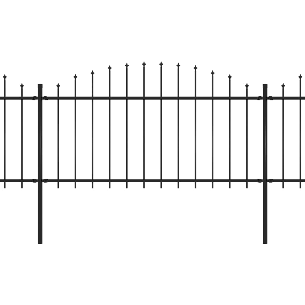 vidaXL Zahradní plot s hroty ocel (1,25–1,5) x 1,7 m černý