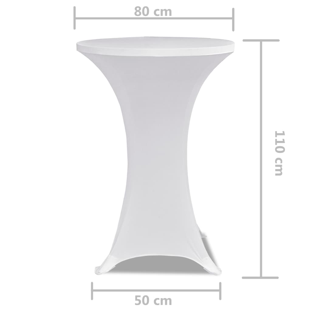 Potahy na koktejlový stůl Ø 80 cm, bílé strečové, 2 ks