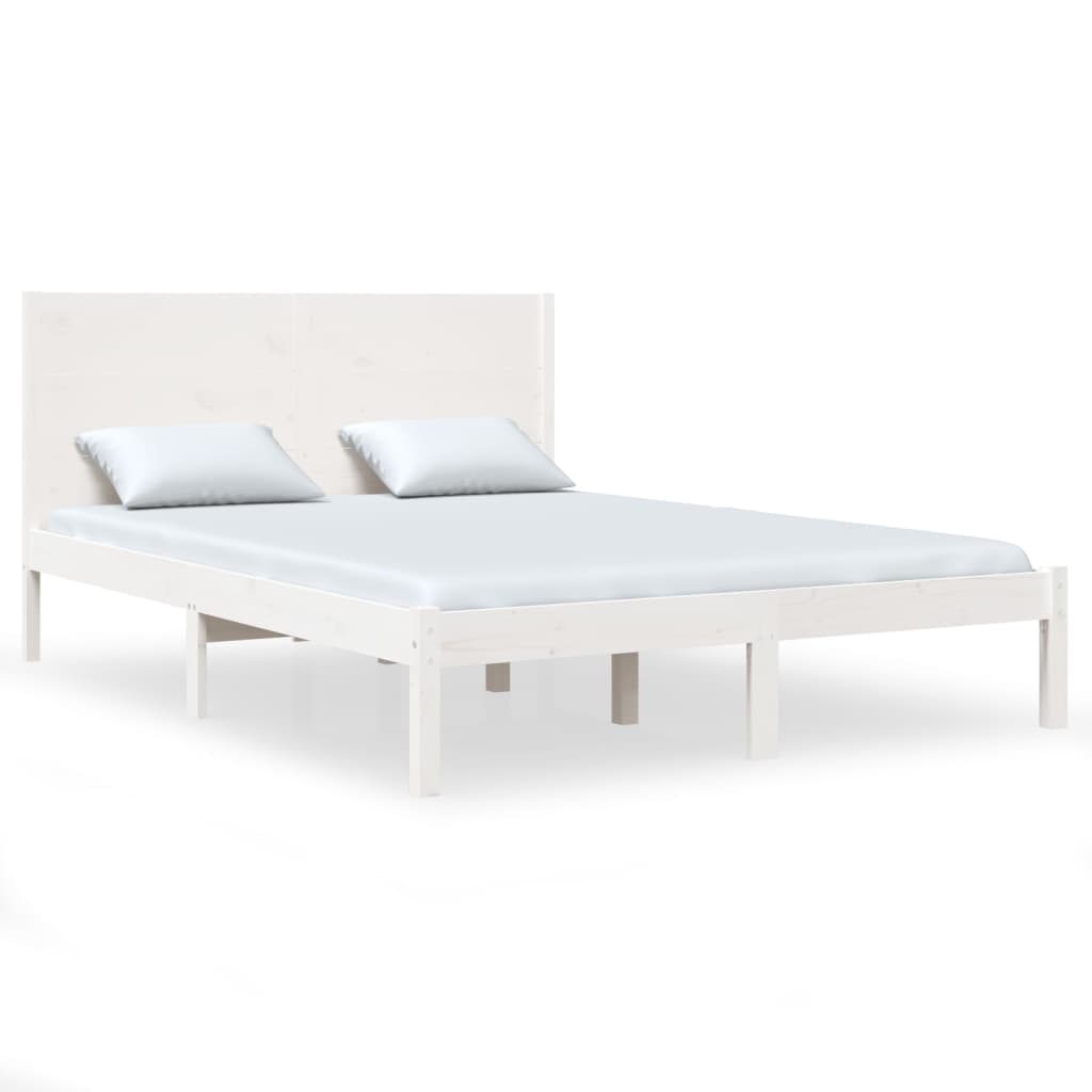 vidaXL Rám postele bílý masivní dřevo 150 x 200 cm King Size