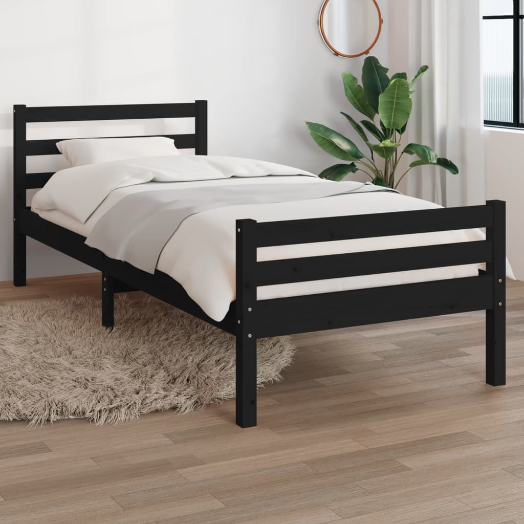 vidaXL Rám postele černý masivní dřevo 100 x 200 cm