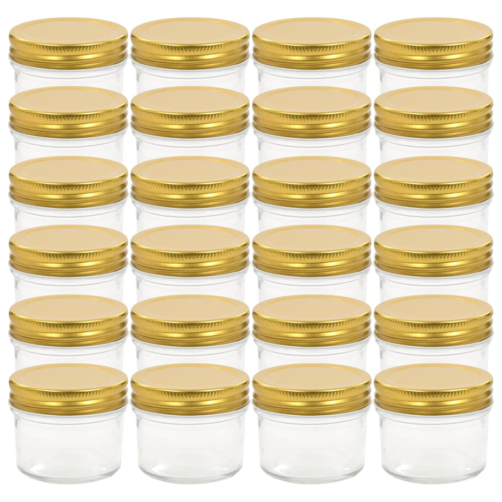 vidaXL Zavařovací sklenice se zlatými víčky 24 ks 110 ml