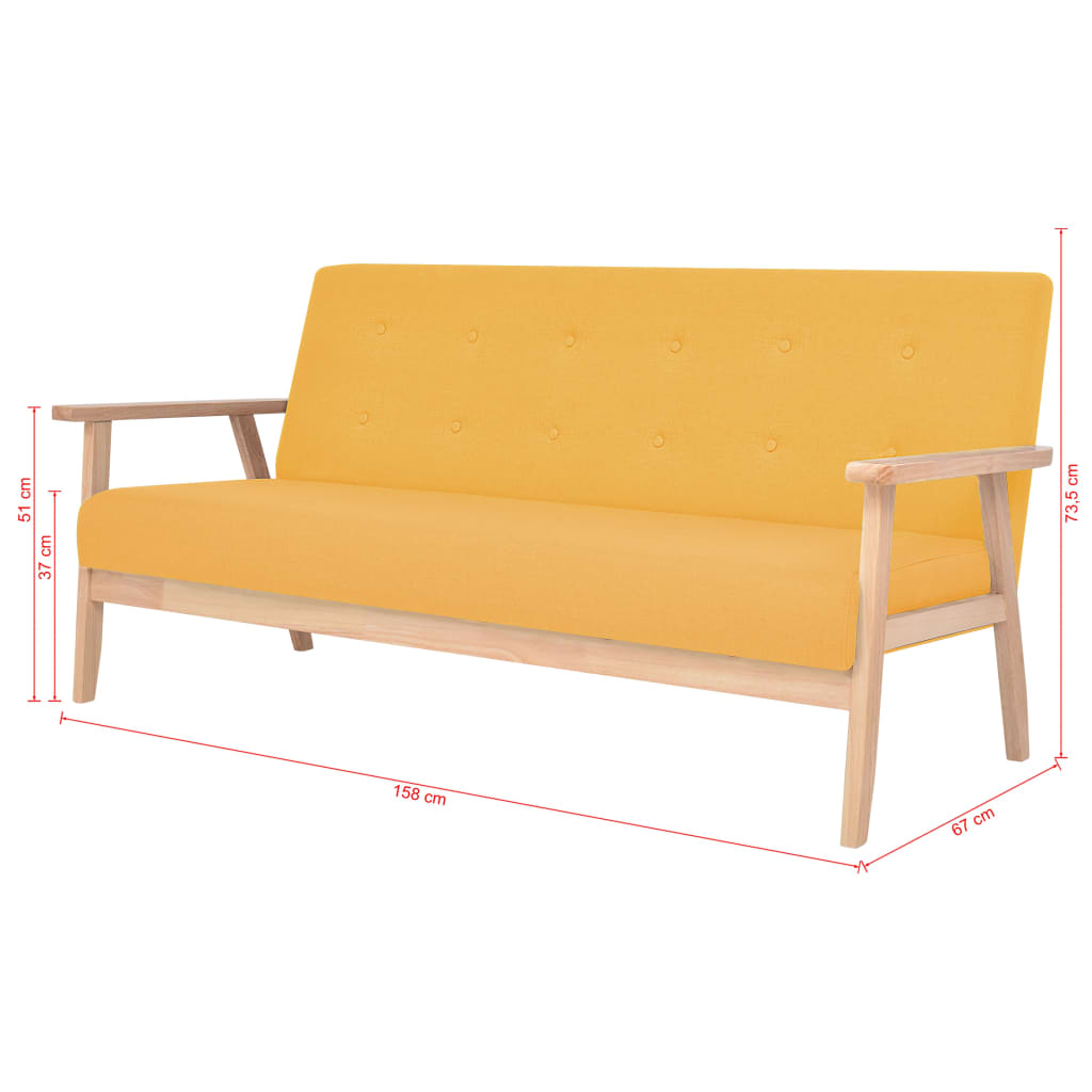 vidaXL 2dílná sedací souprava textilní čalounění žlutá