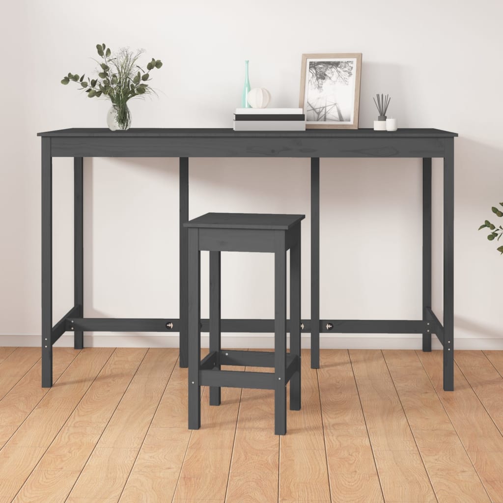 vidaXL Barový stolek šedý 180 x 80 x 110 cm masivní borové dřevo