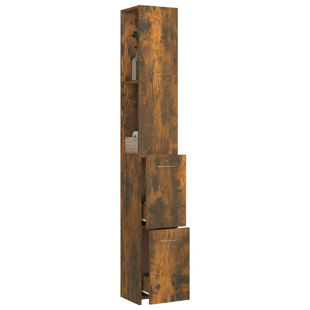 vidaXL Koupelnová skříňka kouřový dub 25x26,5x170 cm kompozitní dřevo