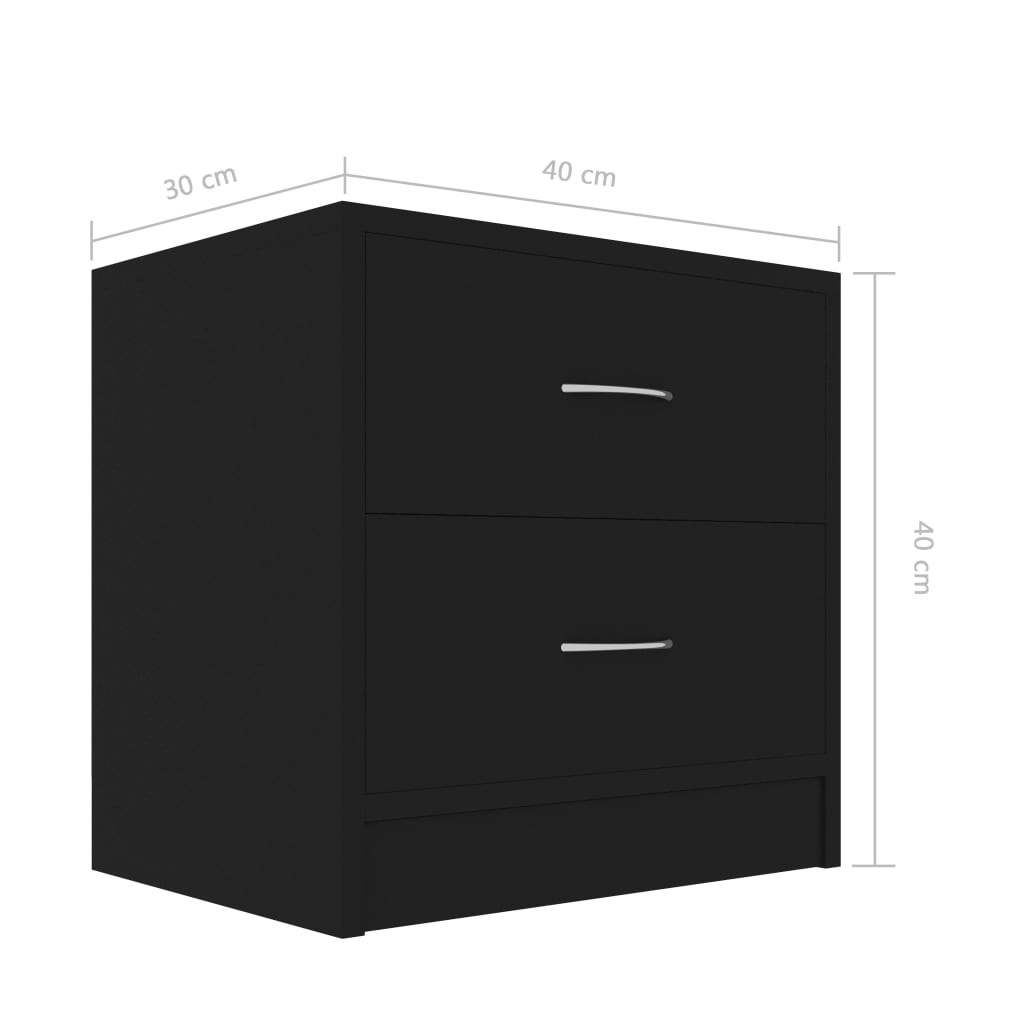 vidaXL Noční stolky 2 ks černé 40 x 30 x 40 cm dřevotříska