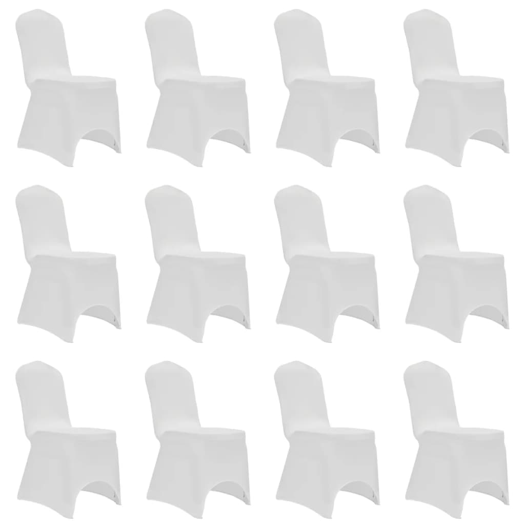 vidaXL Potahy na židle strečové bílé 12 ks